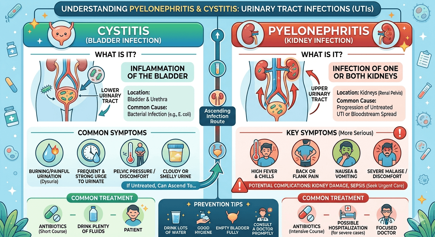 Pyelonephritis and cystitis
