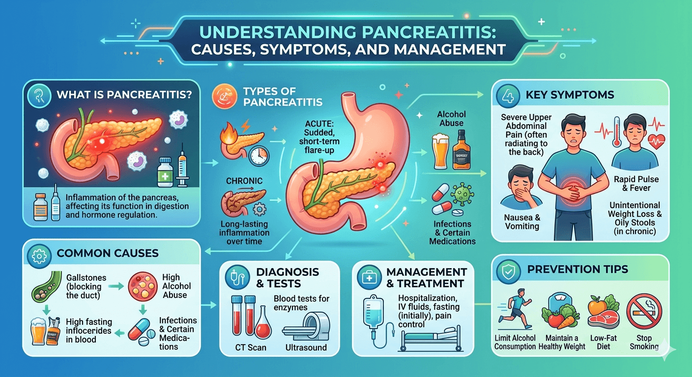 Pancreatitis its causes signs & symptoms and management