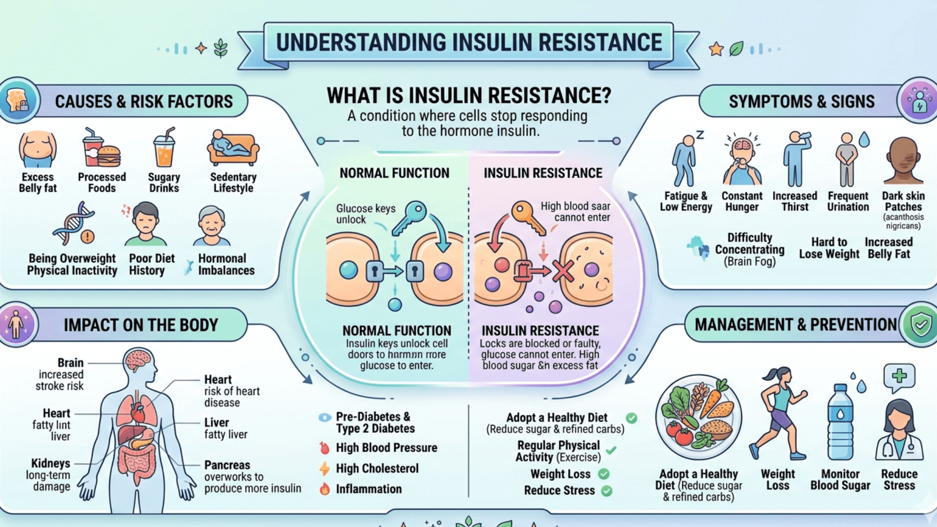 Understanding insulin resistance, its causes, impact on the body, sign & symptoms
